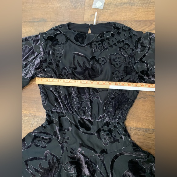 Free People Women Mini Dress XS Black Manuka Burnout Velvet Mini A Line - Picture 9 of 16